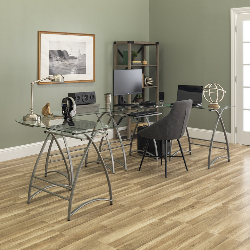 Latitude Run® Cloer Glass LShape Desk & Reviews Wayfair Canada